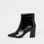 River Island Womens Patent Pointed Block Heel Boots