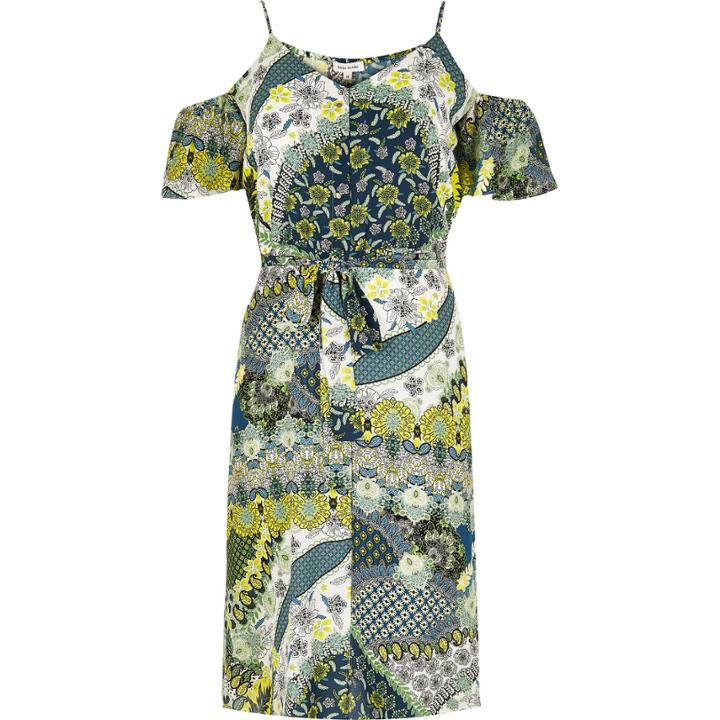River Island Womens Ri Plus Floral Cold Shoulder Dress