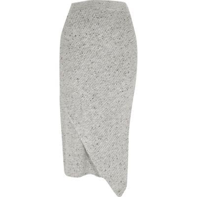 River Island Womens Neppy Knit Wrap Front Midi Skirt