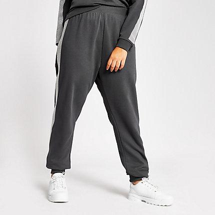 River Island Womens Plus Diamante Embellished Side Joggers