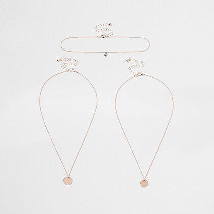 River Island Womens Gold Colour Coin Chain Necklace Multipack