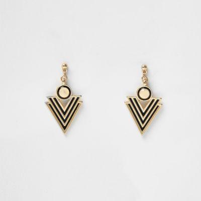 River Island Womens Gold Tone Stripe Spike Stud Earrings