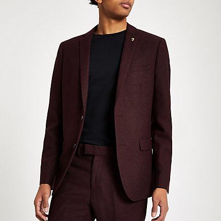 River Island Mens Farah Hopsack Skinny Suit Jacket