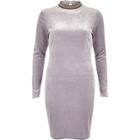 River Island Womens Velvet Jewelled Turtleneck Mini Dress