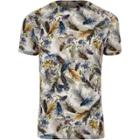 River Island Mens Muscle Fit Floral Print T-shirt