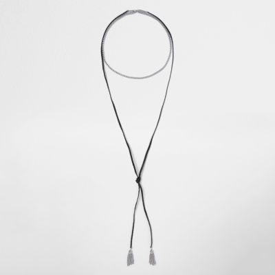 River Island Womens Chain Tassel Choker Necklace