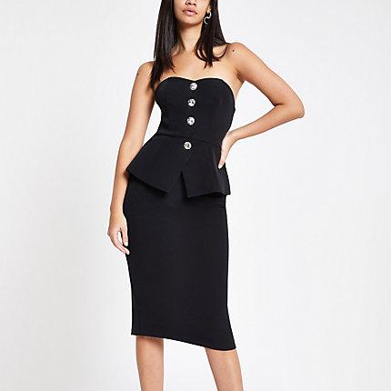 River Island Womens Peplum Midi Bodycon Dress
