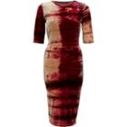 River Island Womens Tie Dye Velvet Half Sleeve Column Dress