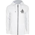 River Island Mens White Biker Panel Sleeve Muscle Fit Hoodie