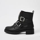 River Island Womens Buckle Front Zip Chunky Boots