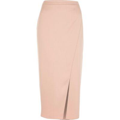River Island Womens Blush Lace Lining Midi Skirt