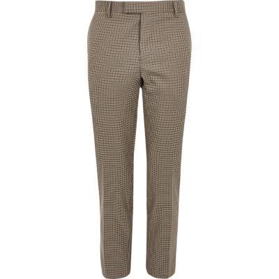 River Island Mens Dogstooth Check Cropped Skinny Pants