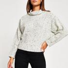 River Island Womens Speckled Batwing Sleeve Knitted Jumper