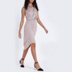 River Island Womens Stripe Twist Front Midi Shirt Dress