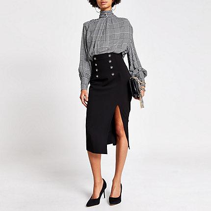 River Island Womens High Waist Corset Button Pencil Skirt