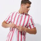 River Island Mens Stripe Print Slim Fit Short Sleeve Shirt