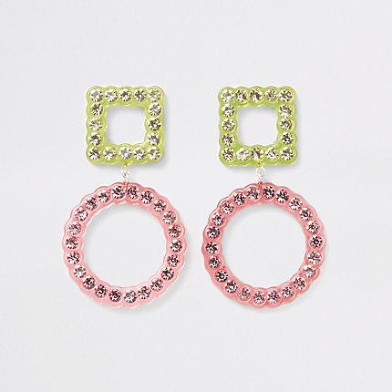 River Island Womens Rhinestone Embellished Stud Drop Earrings