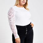 River Island Womens Plus White Sheer Puff Long Sleeve T-shirt