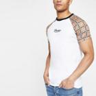 River Island Mens White 'prolific' Check Raglan Muscle T-shirt