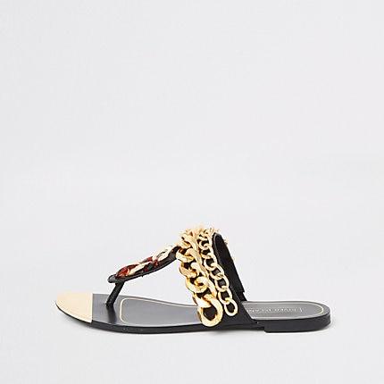 River Island Womens Chain Toe Thong Sandals