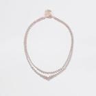 River Island Womens Rose Gold Tone Tiered Diamante Necklace