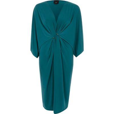 River Island Womens Twist Front Batwing Sleeve Midi Dress