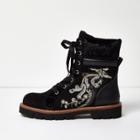 River Island Womens Embroidered Panel Utility Boots