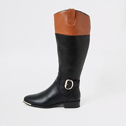 River Island Womens Contrast Trim Riding Boots