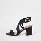 River Island Womens Strappy Wide Fit Block Heel Sandals