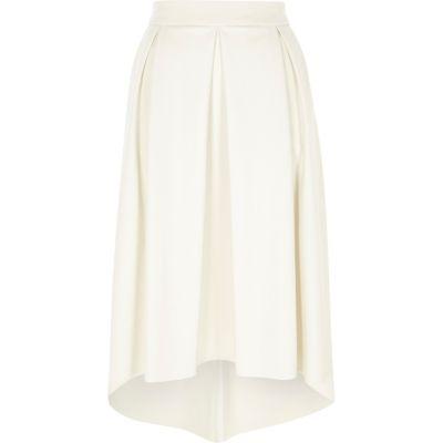 River Island Womens White Faux Leather High Low Midi Skirt