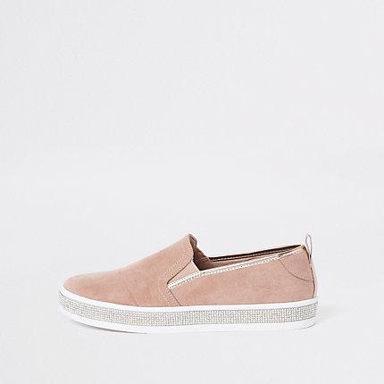 River Island Womens Rhinestone Trim Plimsolls