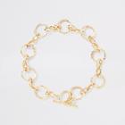 River Island Womens Gold Colour Battered Chain Necklace