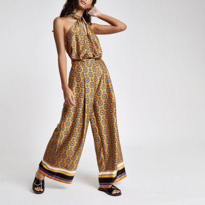 River Island Womens Mixed Print Wide Leg Pants