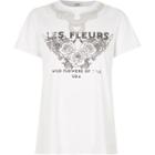 River Island Womens White 'les Fleurs' Stud Embellished T-shirt