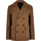 River Island Mensbrown Smart Wool Blend Peacoat