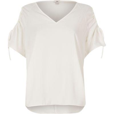 River Island Womens White Cold Shoulder Short Sleeve Top