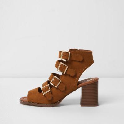 River Island Womens Multi Buckle Block Heel Sandals