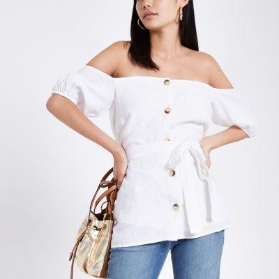 River Island Womens Button-up Bardot Top
