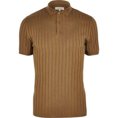 River Island Menslight Ribbed Muscle Fit Polo Shirt