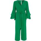 River Island Womens Wrap Frill Sleeve Culotte Jumpsuit