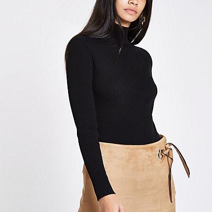 River Island Womens Knit Ribbed Shoulder Roll Neck Top