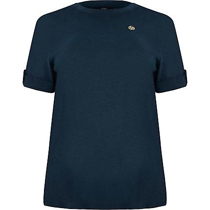 River Island Womens Plus Ri Turn Up Sleeve T-shirt