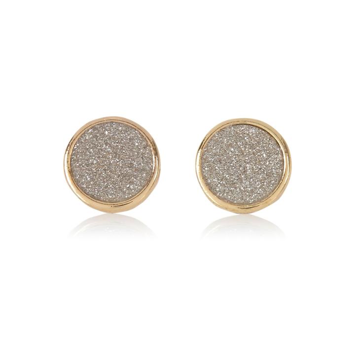 River Island Womens Gold Tone Silver Glitter Studs