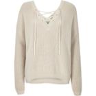 River Island Womens Knitted Lace-up Slouchy Sweater