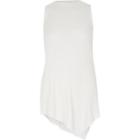River Island Womens White Rib Asymmetric Hem D-ringk Top