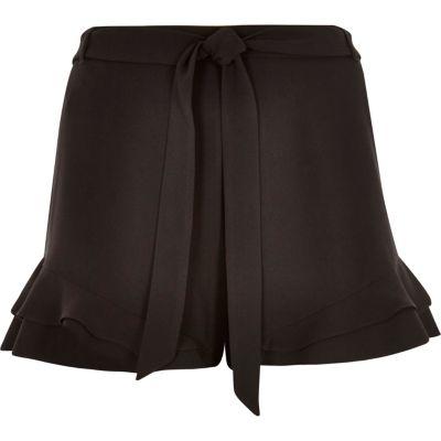 River Island Womens Plus Frill Hem Tie Waist Shorts