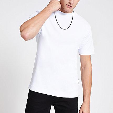 River Island Mens White Slim Fit Short Sleeve T-shirt