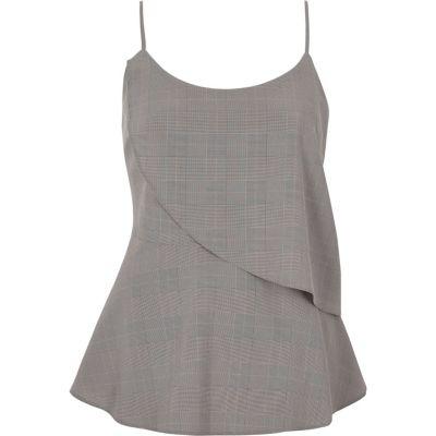 River Island Womens Check Asymmetric Frill Layer Cami Top