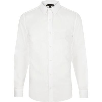 River Island Mens White Point Collar Slim Fit Shirt