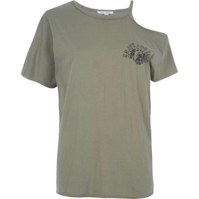 River Island Womens Cut Out Shoulder T-shirt